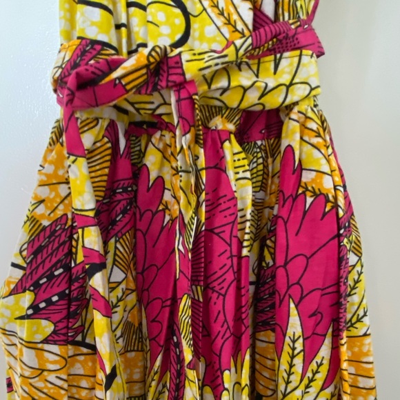 Grass-Fields African Print Halter Maxi Dress, Pink and Yellow, Small - Picture 8 of 10